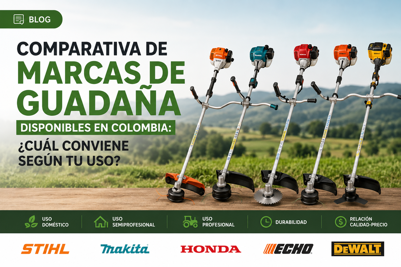 Comparativa de marcas de guadaña disponibles en Colombia: cuál conviene según tu uso