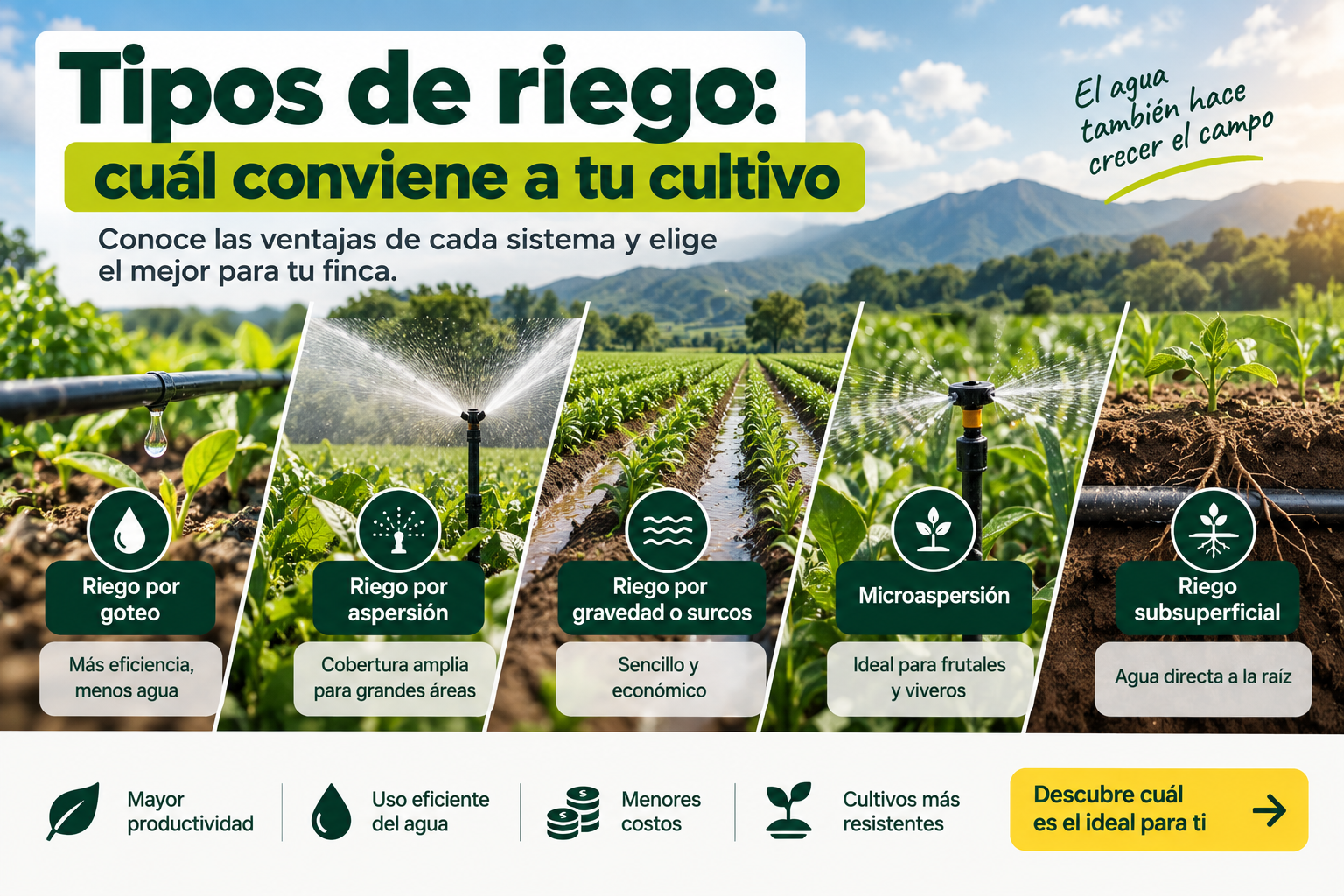 Tipos de riego: cuál conviene a tu cultivo | Croper